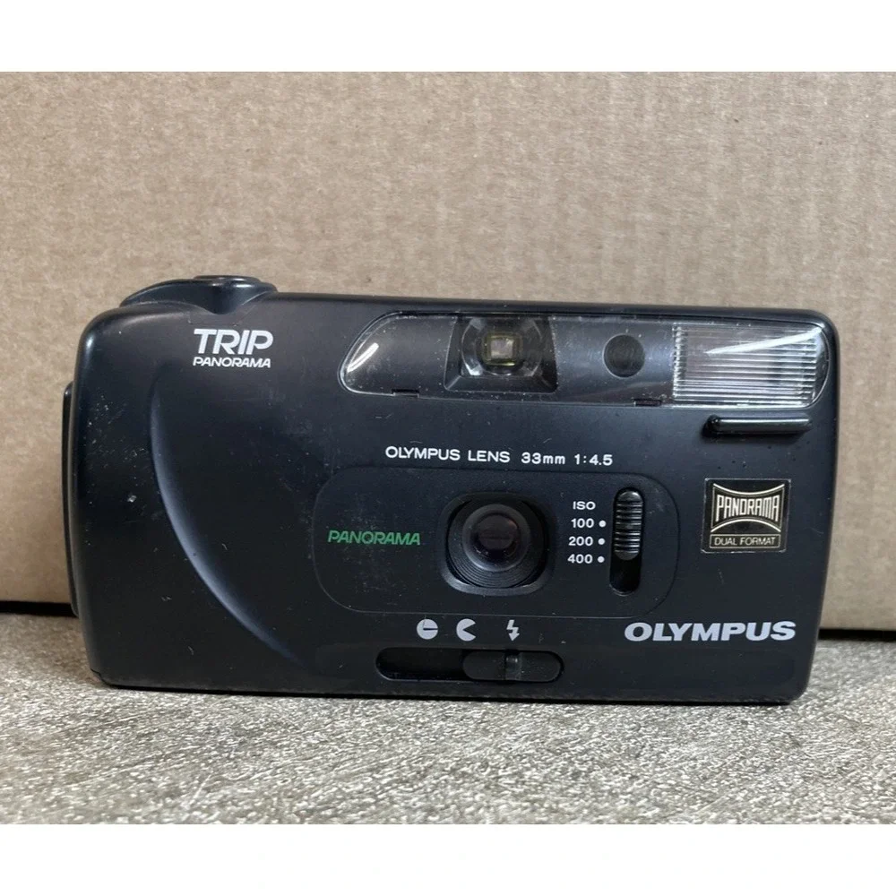 Olympus Trip Panorama 35mm Film Point N Shoot Camera Black Tested
